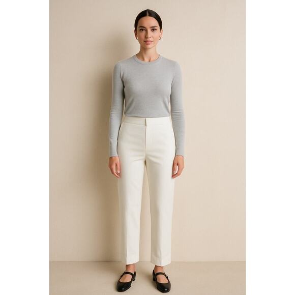 Jil Sander Cropped Pants Size 2 or 34 White Cotton Stretch Quiet Luxury Staple - Picture 2 of 10